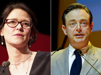 Kathleen Van Brempt (SP.A) & Bart De Wever (N-VA) © Belga